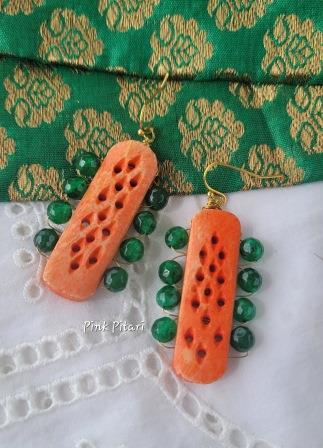 Orange and Green Earrings