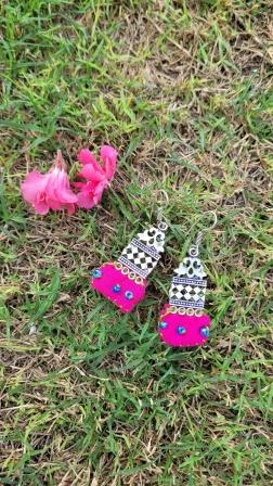 Pink Fabric Earrings