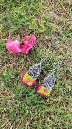 Lemon Green Fabric Earrings