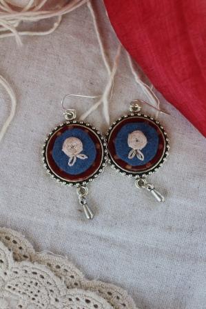 Ajrakh-Denim Embroidered Earrings