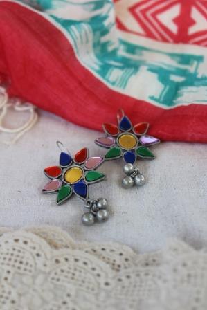 German Silver Glass Earrings