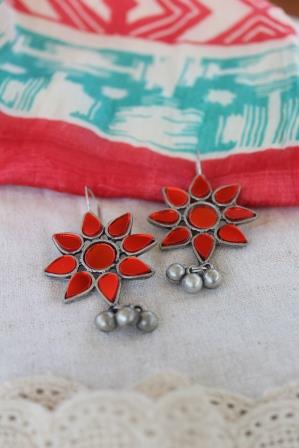 German Silver Glass Earrings