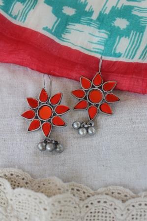 German Silver Glass Earrings