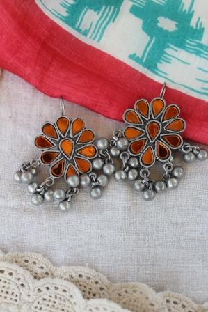German Silver Glass Earrings