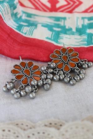 German Silver Glass Earrings