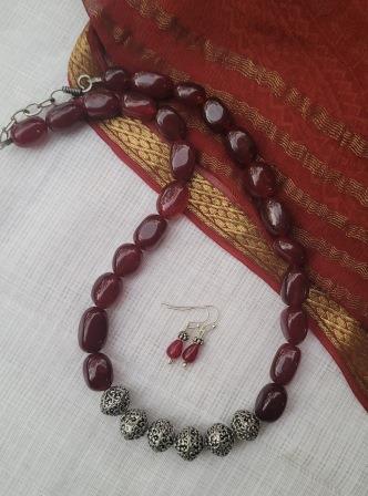 Beaded necklace and earrings