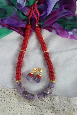 Amethyst Chunks Necklace Set