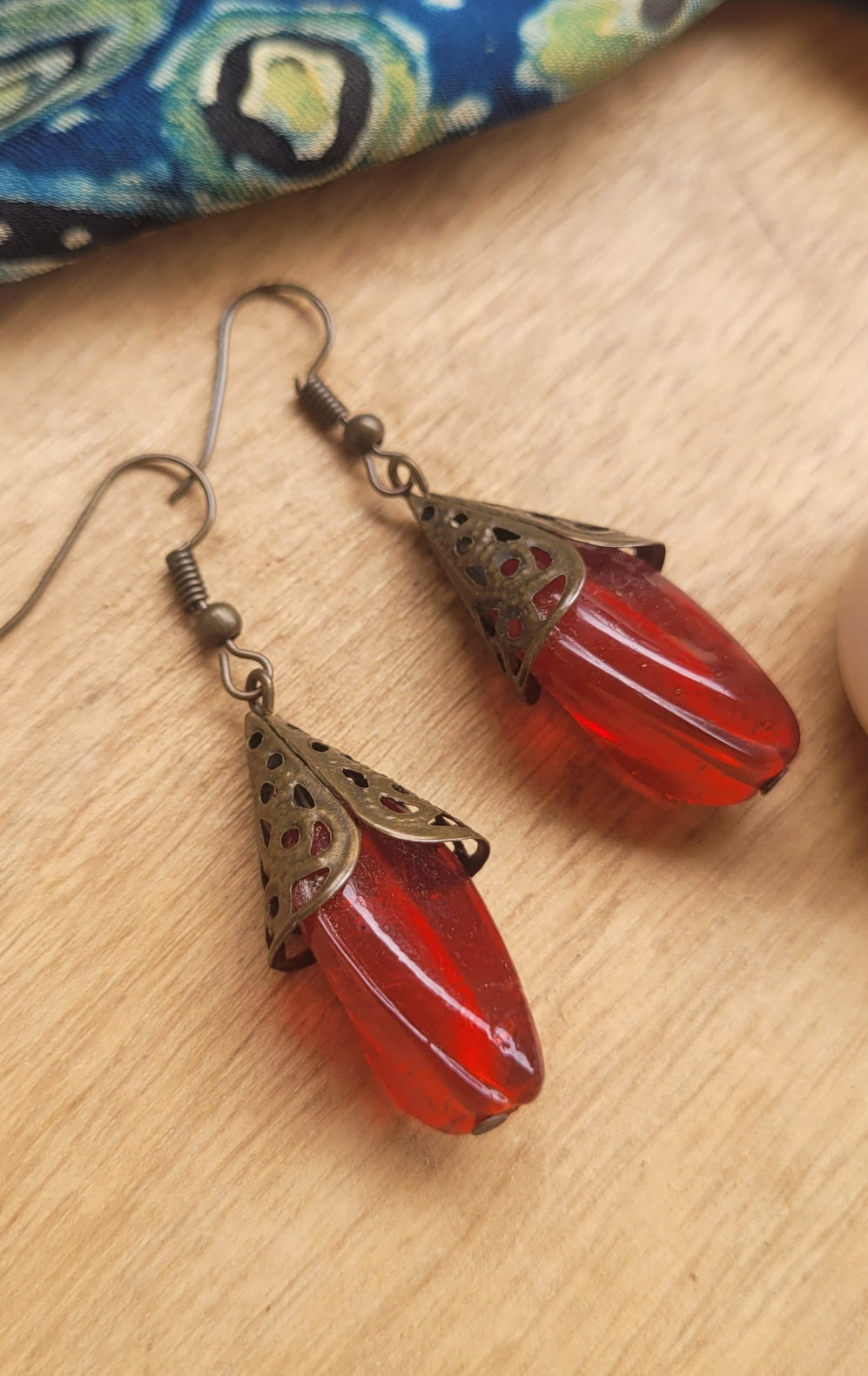 red bead earrings