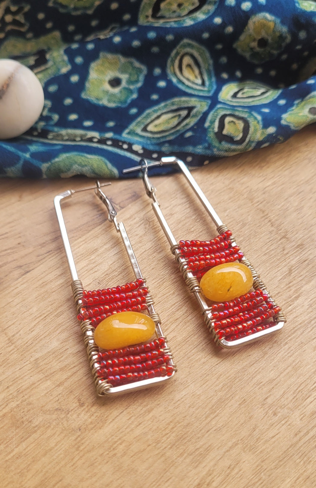 red seed bead earrings