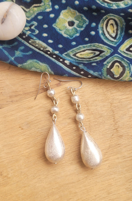 silver bead earrings