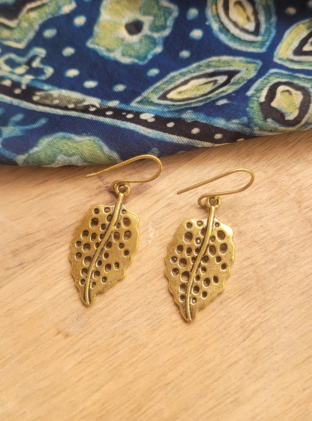 leaf charm earrings