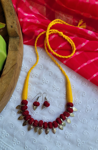 Mayura Kolhapuri charms set yellow-maroon