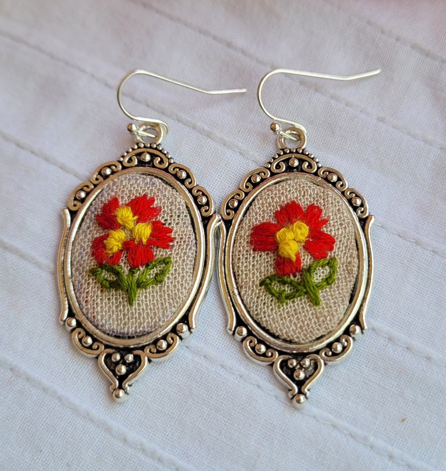 embroidered earrings