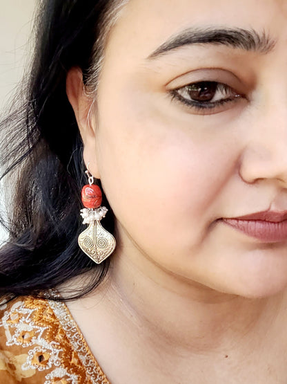 red bead earrings