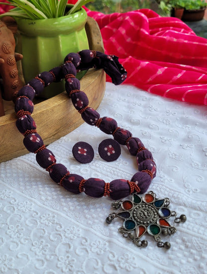 ajrakh fabric jewelry set