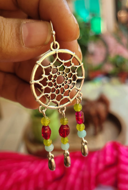 Dreamcatcher earring with colorful beads