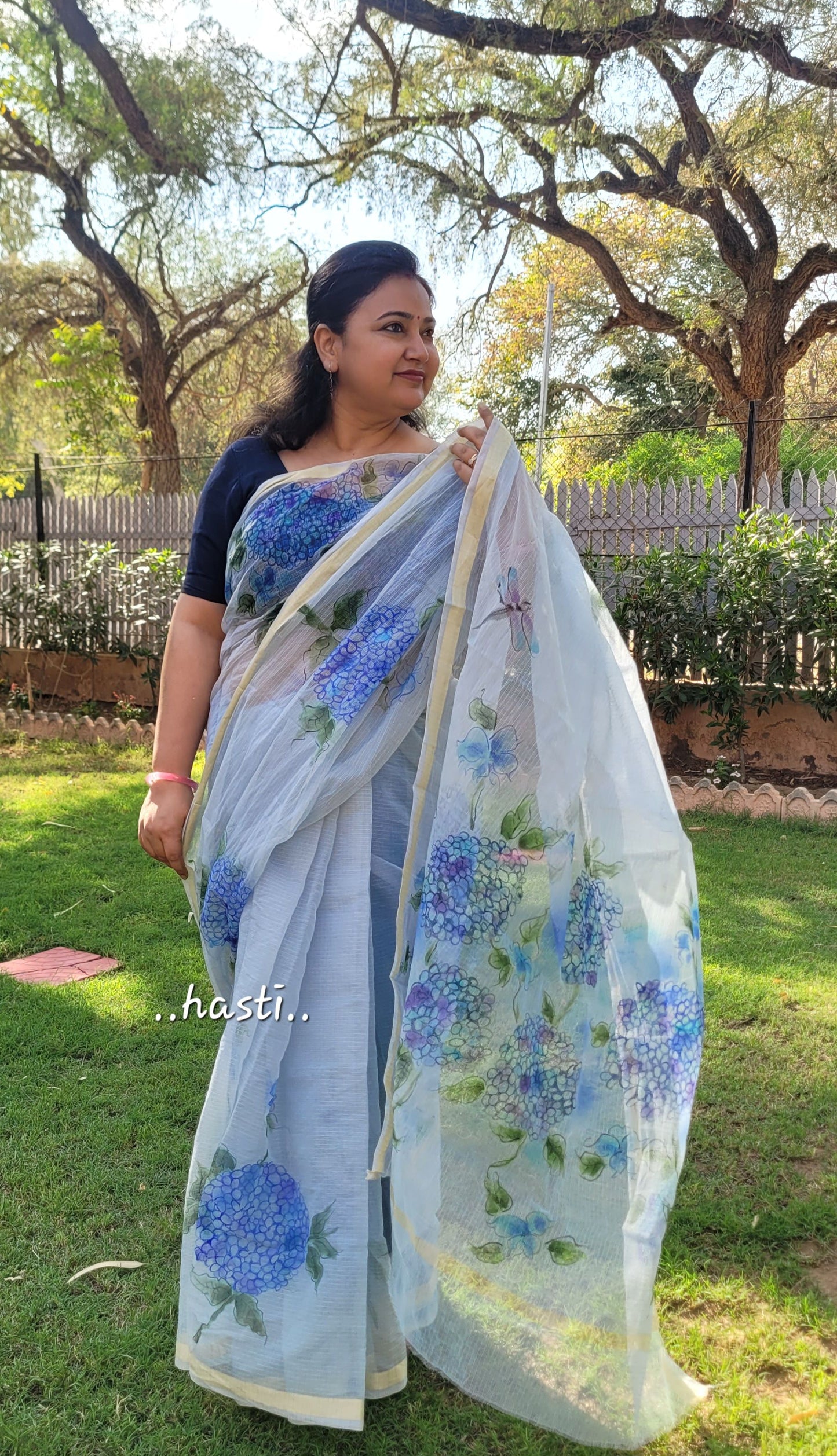 kota cotton saree handpainted 