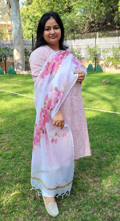 handpainted kota doria dupatta