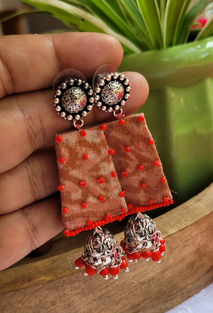 Red beads jhumki with stud