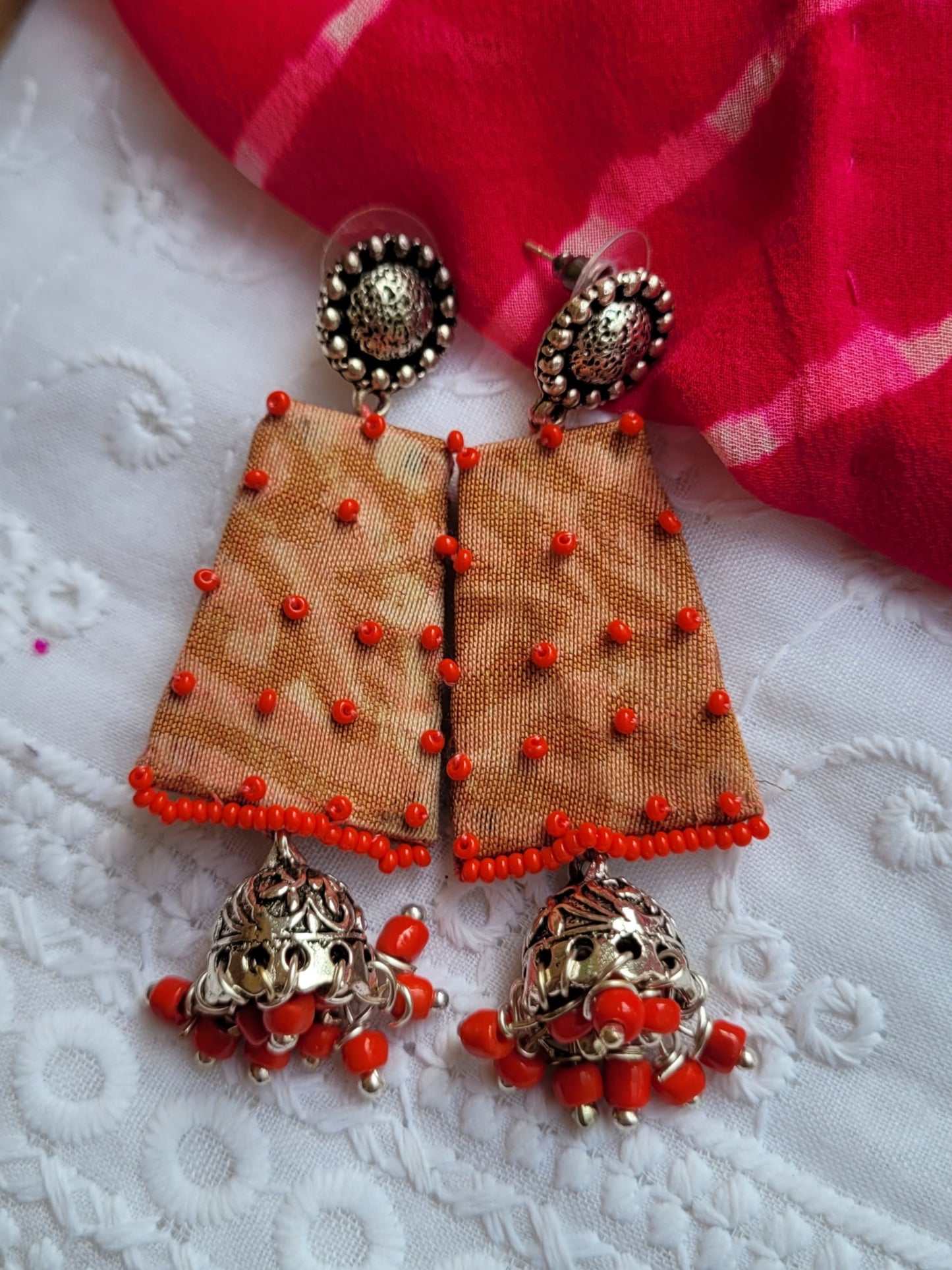 Red beads jhumki