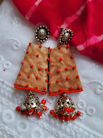 Red beads jhumki