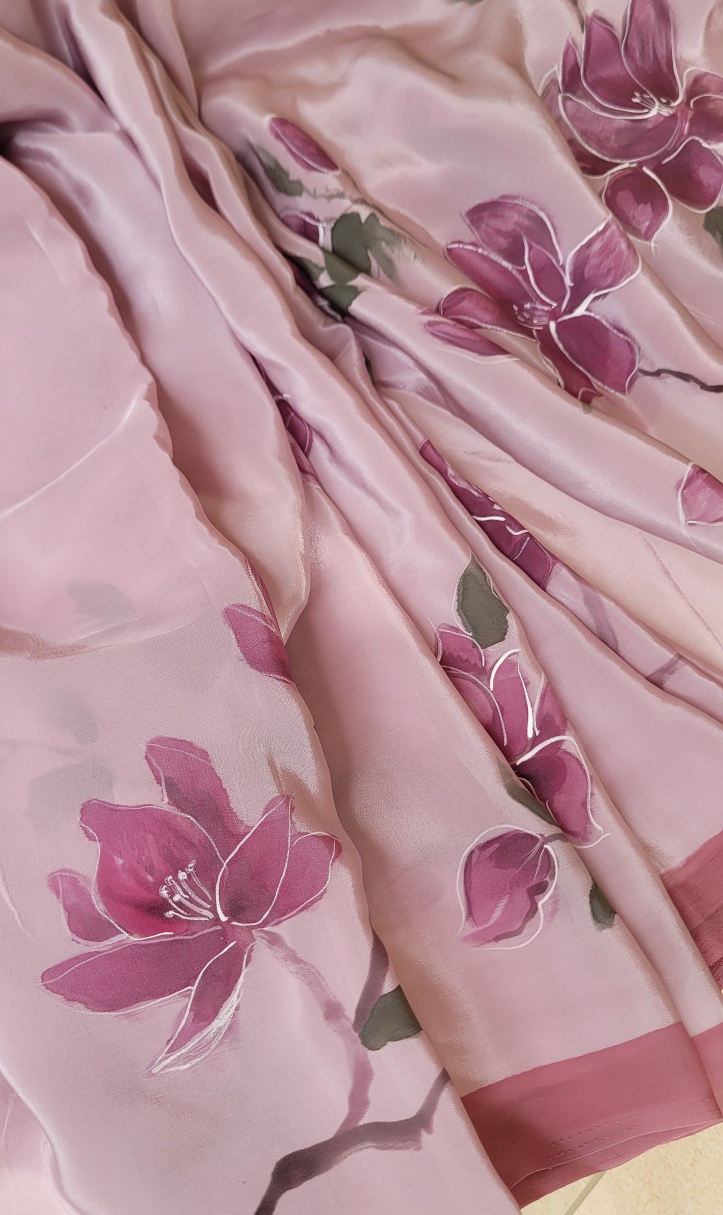 Mauve Handpainted Saree