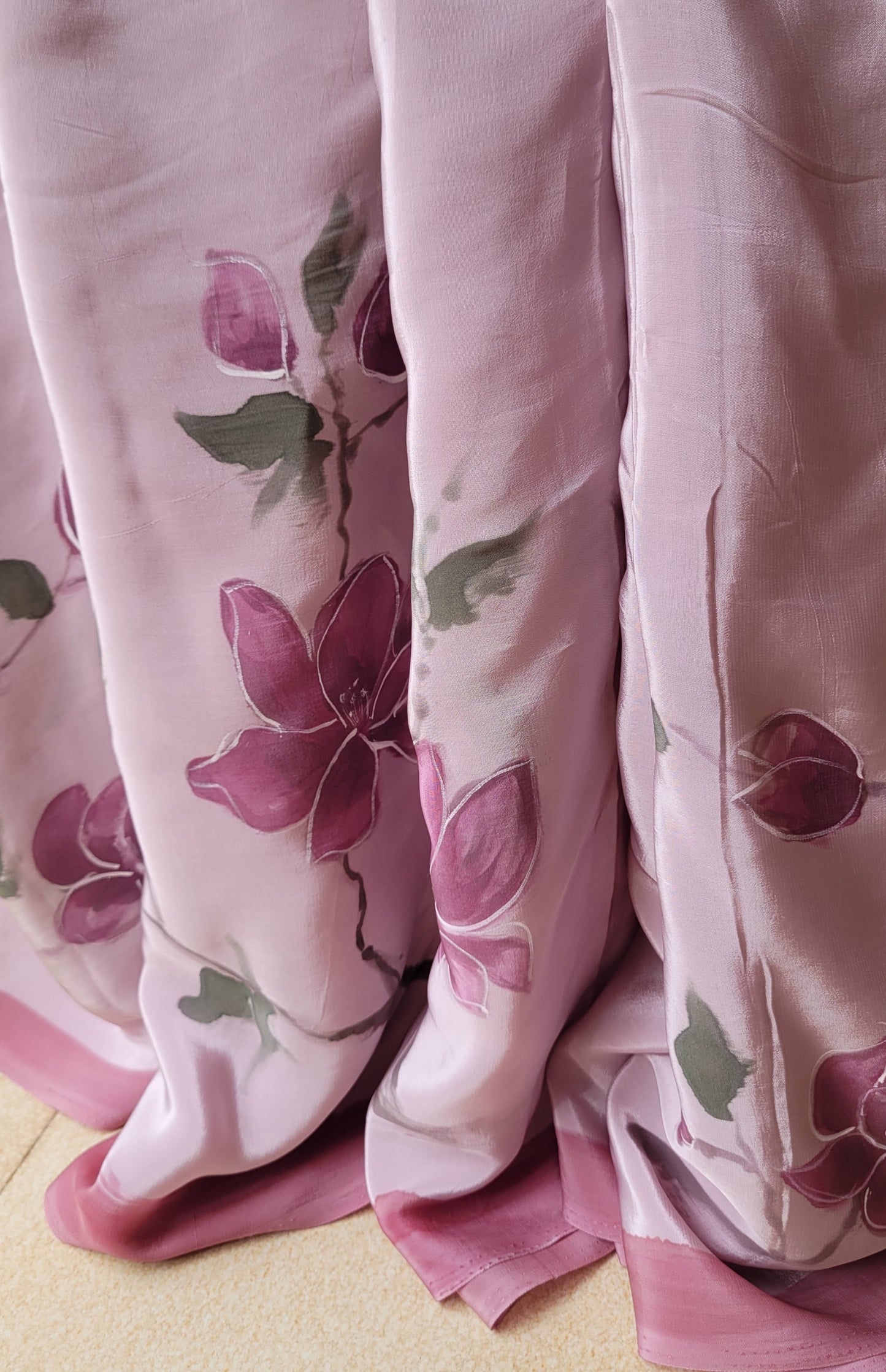 Mauve Handpainted Saree