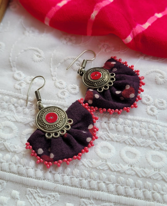 Ajrakh hand Embroidered Earrings