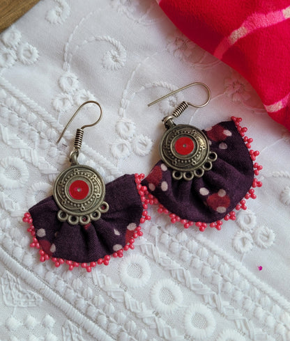 Ajrakh hand Embroidered Earrings