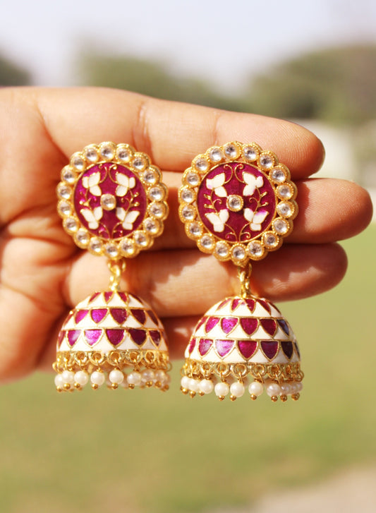 kundan enamel jhumka
