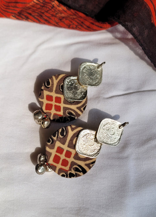 Aditi Ajrakh Coin Earrings